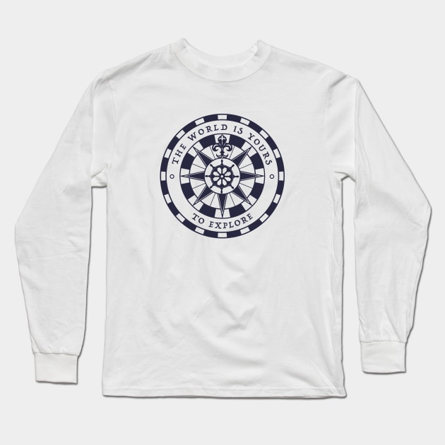 Vintage compass / The world is yours to explore Long Sleeve T-Shirt by oceanys